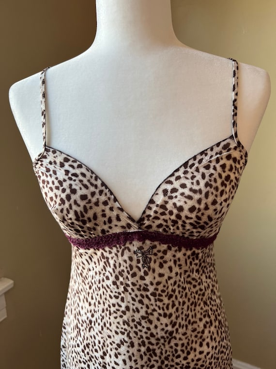 Y2K Babydoll M Leopard Print Slip Dress Made in Italy Strappy