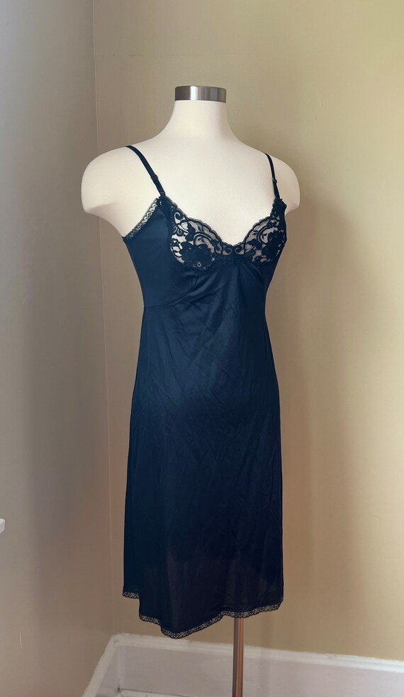 Vintage Black Lacy Nylon Full Slip S 36 - J C Pen… - image 4