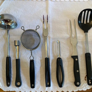 MCM Kitchen Utensils Ekco Ladle, Forged Meat Fork,  Strainer Spoon, Chief Tea Strainer, Stainless Fork, Corer, Vegetable Peeler Your Choice