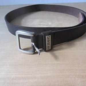 Brown leather belt, NY Jeans leather belt, mahogany brown jeans belt, vintage leather belt, 1990s