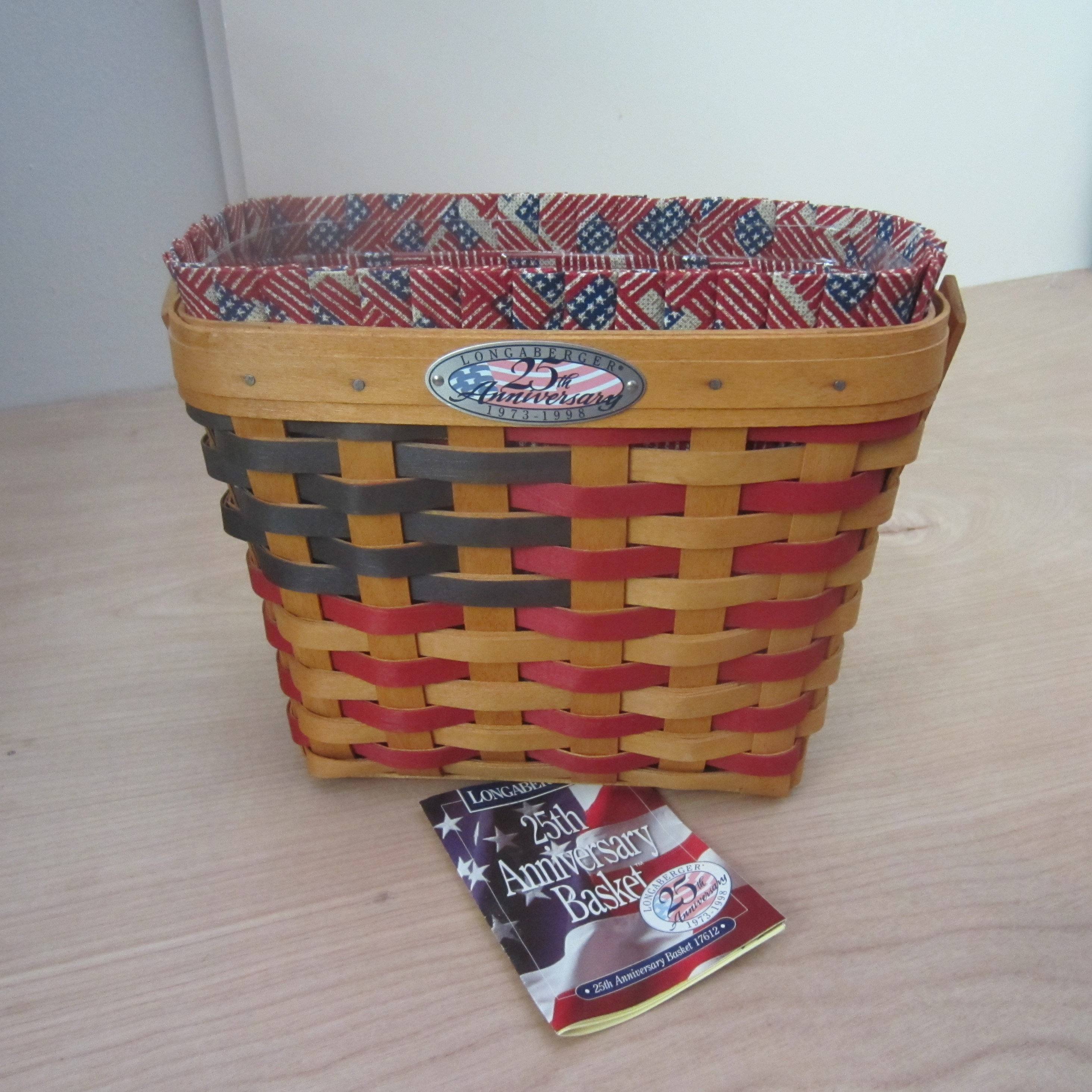 Longaberger 25th Anniversary Basket: Americana Flag Liner