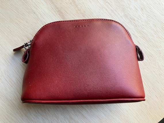 Vintage Coach Medium Cosmetic Pouch, Red Leather Cosmetic Bag - Etsy