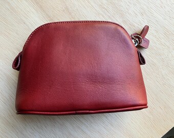 Vintage Coach Medium Cosmetic Pouch, Red Leather Cosmetic Bag - Etsy