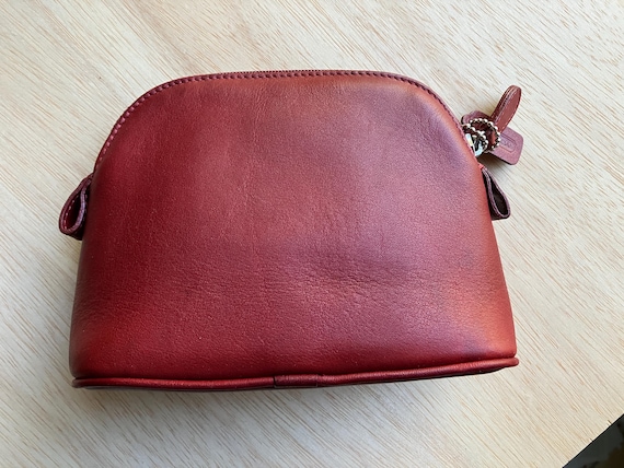 Vintage Coach Medium Cosmetic Pouch, Red Leather Cosmetic Bag - Etsy