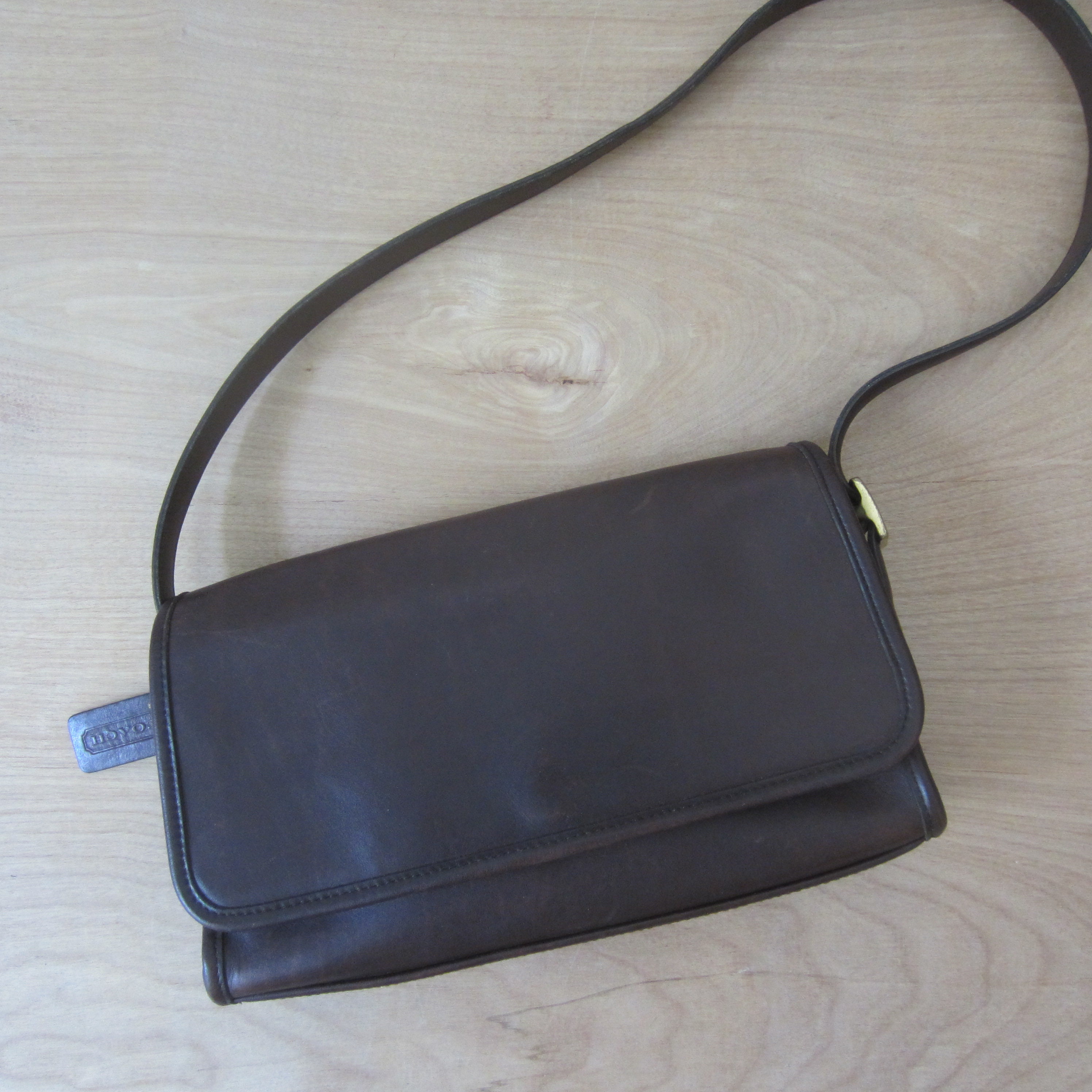 Coach Allison Flap Purse, Brown Leather Vintage Coach Shoulder Bag