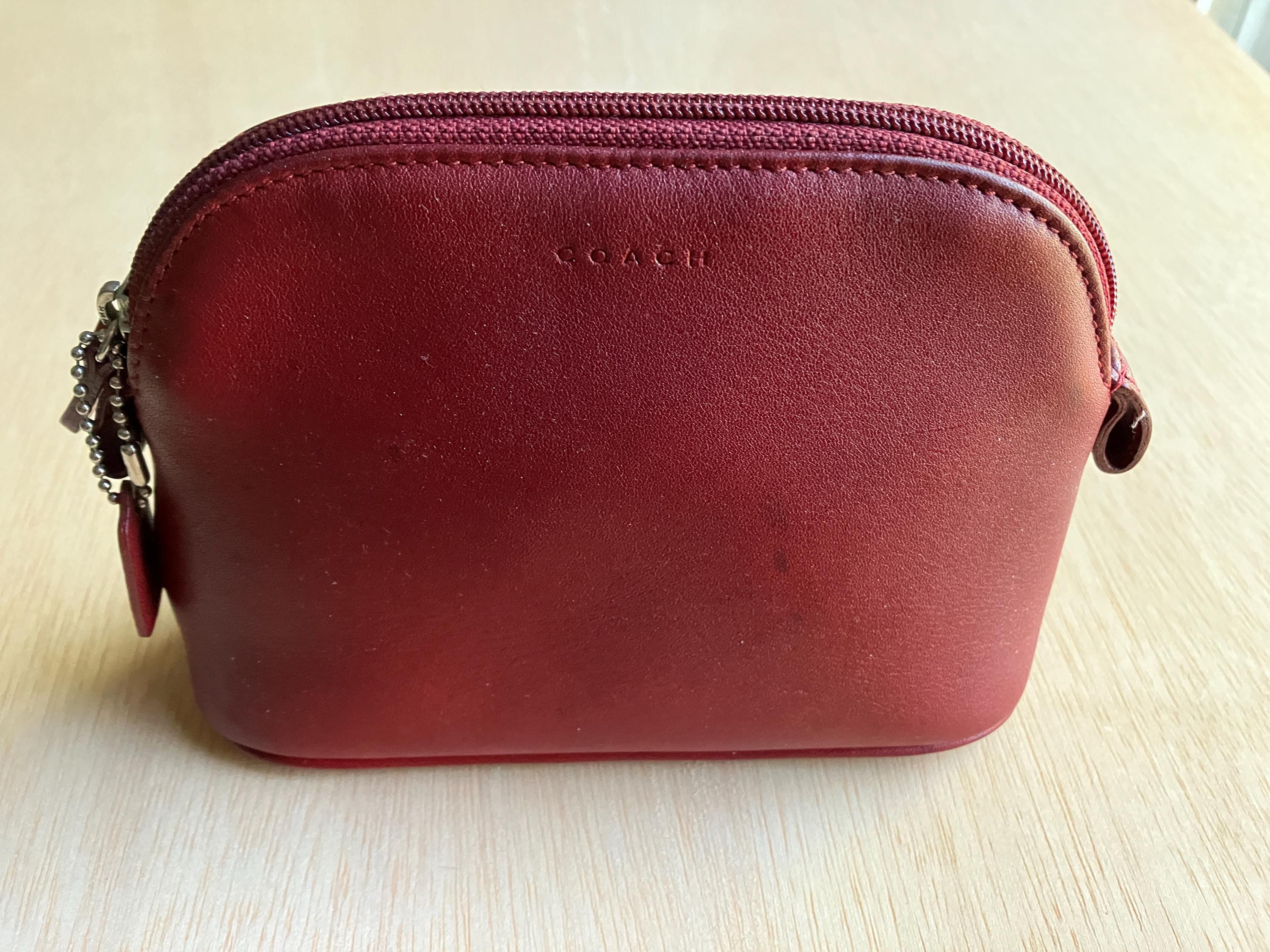 Vintage Coach Medium Cosmetic Pouch, Red Leather Cosmetic Bag - Etsy