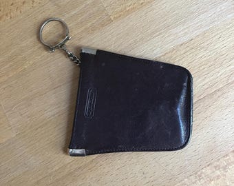 Coach Squeeze Key Case, Vintage Mahogany Brown Leather Key