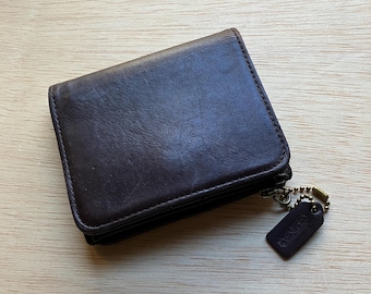 Coach Squeeze Key Case, Vintage Mahogany Brown Leather Key
