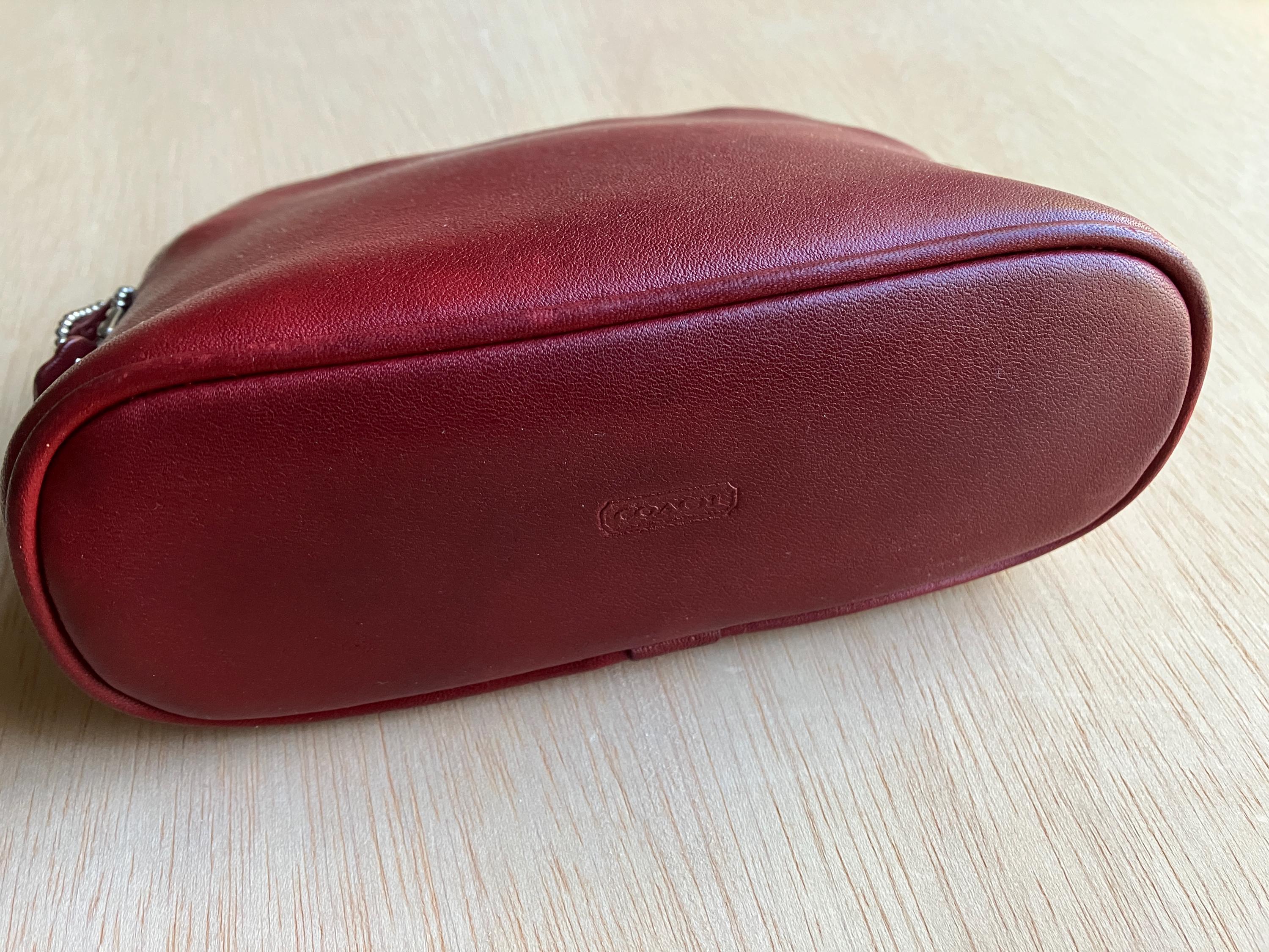 Vintage Coach Medium Cosmetic Pouch, Red Leather Cosmetic Bag - Etsy