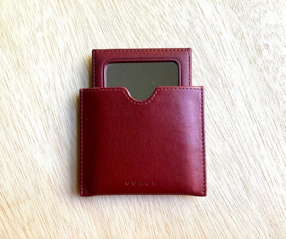 バッグ Vintage Coach Accessory Case with mirror COACH Vintage Black Leather Patent Double Sided Mirror Case