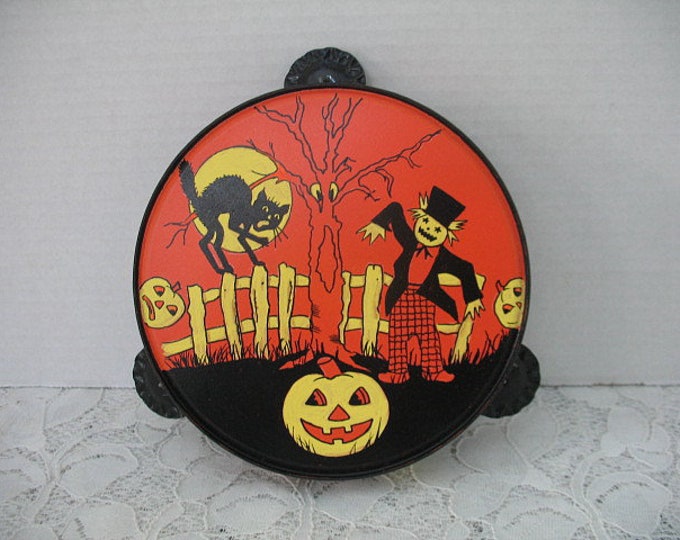 Vintage Halloween Tambourine Noise Maker Hand Painted OOAK Etsy