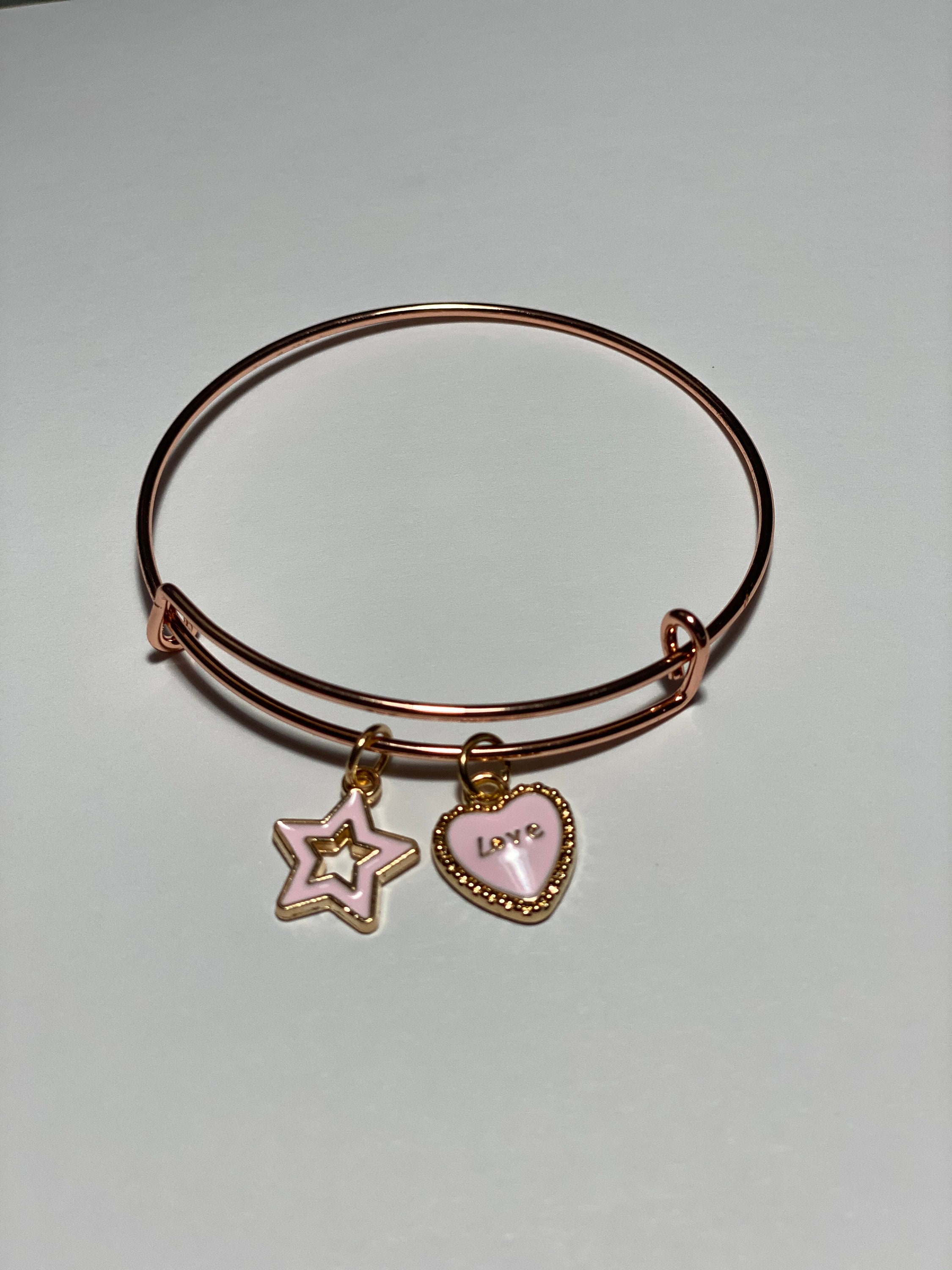 Rose Gold Charm Bracelet Etsy