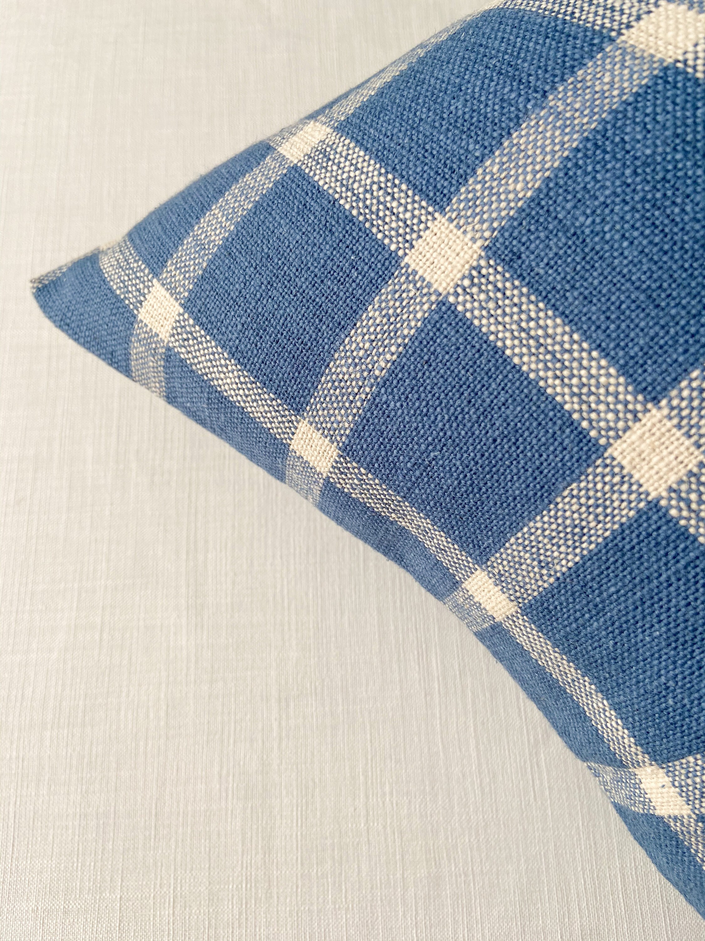 20x20 Pillow Cover Pair Blue Plaid Etsy UK