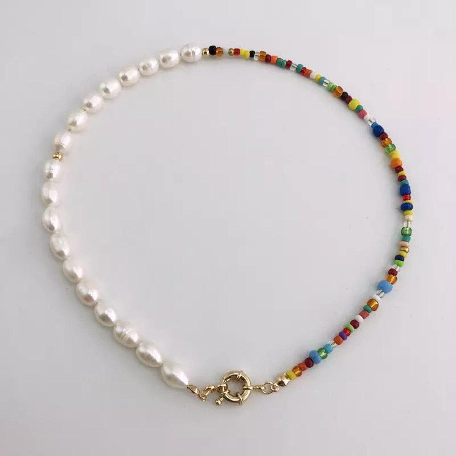 Half pearl half chain necklace Harry styles necklace Jewelry Etsy