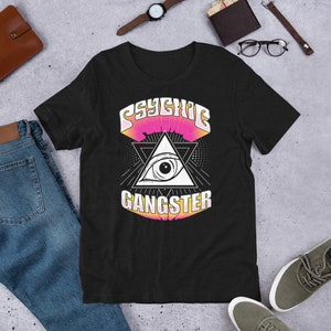 Psíquico gángster psíquico, lector de cartas del tarot, adivino, paranormal, brujo, caza de fantasmas, clarividente, camisa de Halloween, camiseta gitana