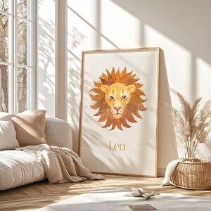 Leo Wall Art, Digital Art Print, Minimalist Printable, Trendy Print, Horoscope Poster, Living Room Wall Art, Instant Download, Leo Poster