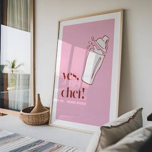 Yes Chef Wall Art, Digital Art Print, Minimalist Printable, Fruit Wall Art, Kitchen Poster, Modern Wall Art, Instant Download, Kitchen Print