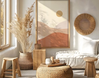 Impression d'art coucher de soleil minimaliste : décoration de salon tendance (téléchargement numérique)