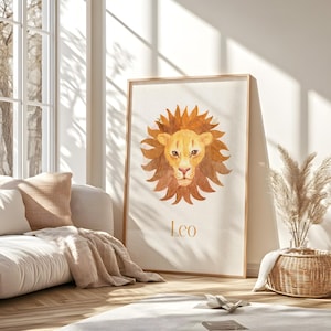 Leo Wall Art, Digital Art Print, Minimalist Printable, Trendy Print, Horoscope Poster, Living Room Wall Art, Instant Download, Leo