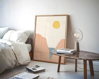 Art mural minimaliste coucher de soleil : affiche de salon tendance (téléchargement numérique)