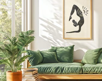 Yoga Pose Print: Colorful Meditation Wall Art (Digital Download)