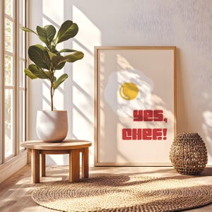 Yes Chef Wall Art, Digital Art Print, Minimalist Printable, Fruit Wall Art, Kitchen Poster, Modern Wall Art, Instant Download, Kitchen