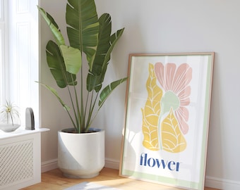 Minimalist Flower Art Print: Trendy Living Room Poster (Instant Download)