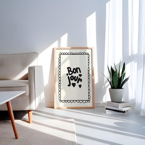 Red Wall Print, Bonjour Wall Art, Digital Art Print, Trendy Wall Art, Bonjour Poster, Bonjour Wall Art, Bar Print, Restaurant Wall Art