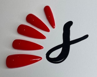 100% Gel Hand-Painted Red Press-On Nails