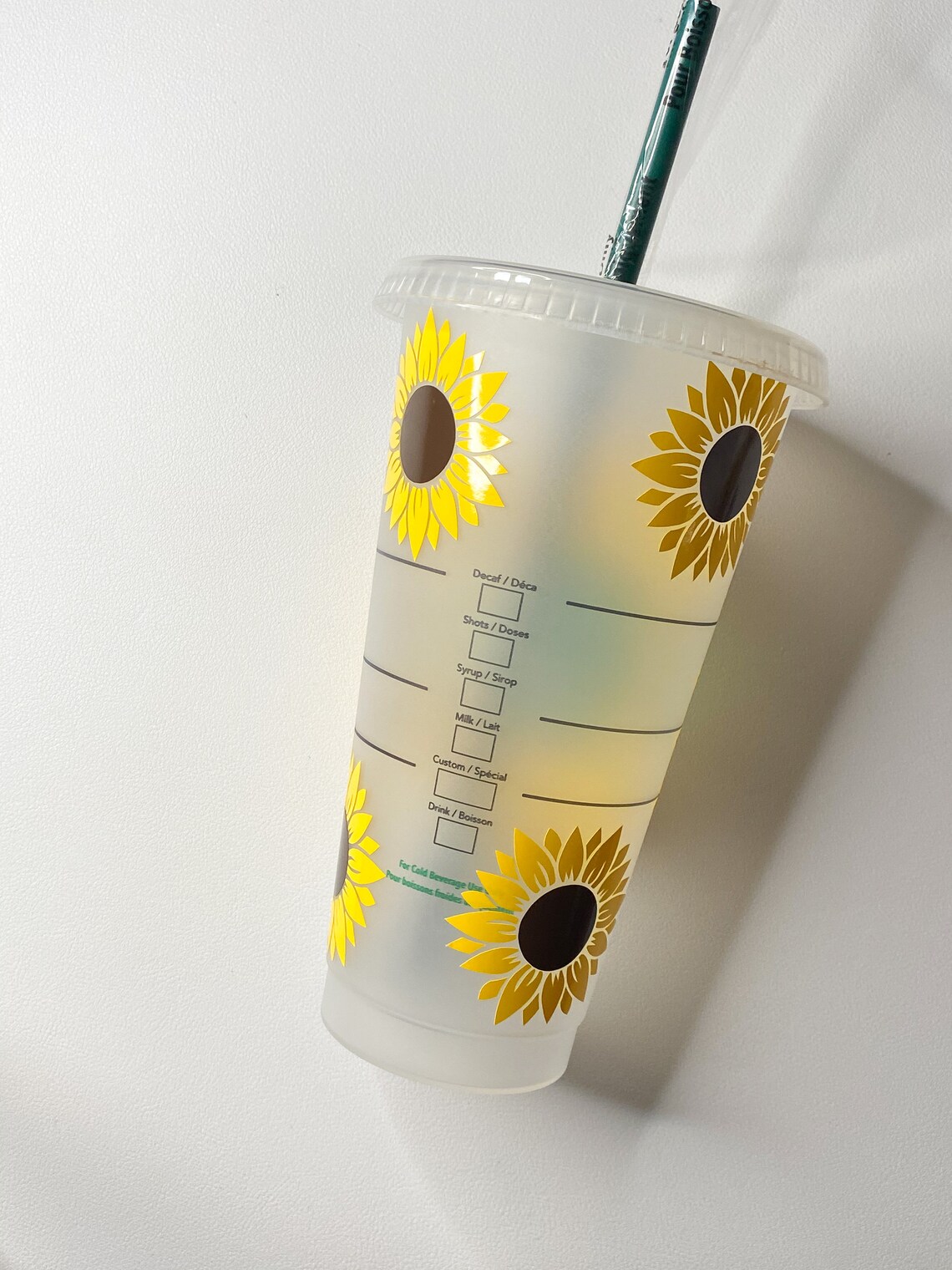 Sunflower Personalized Cup Cute Gift Idea Reusable Cold Cup Etsy