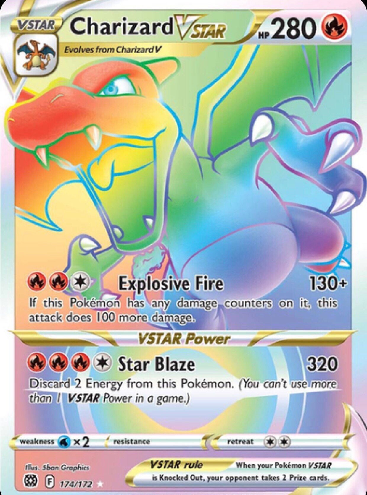 Charizard V STAR English Rainbow Rare 174 172 Brilliant Stars Etsy