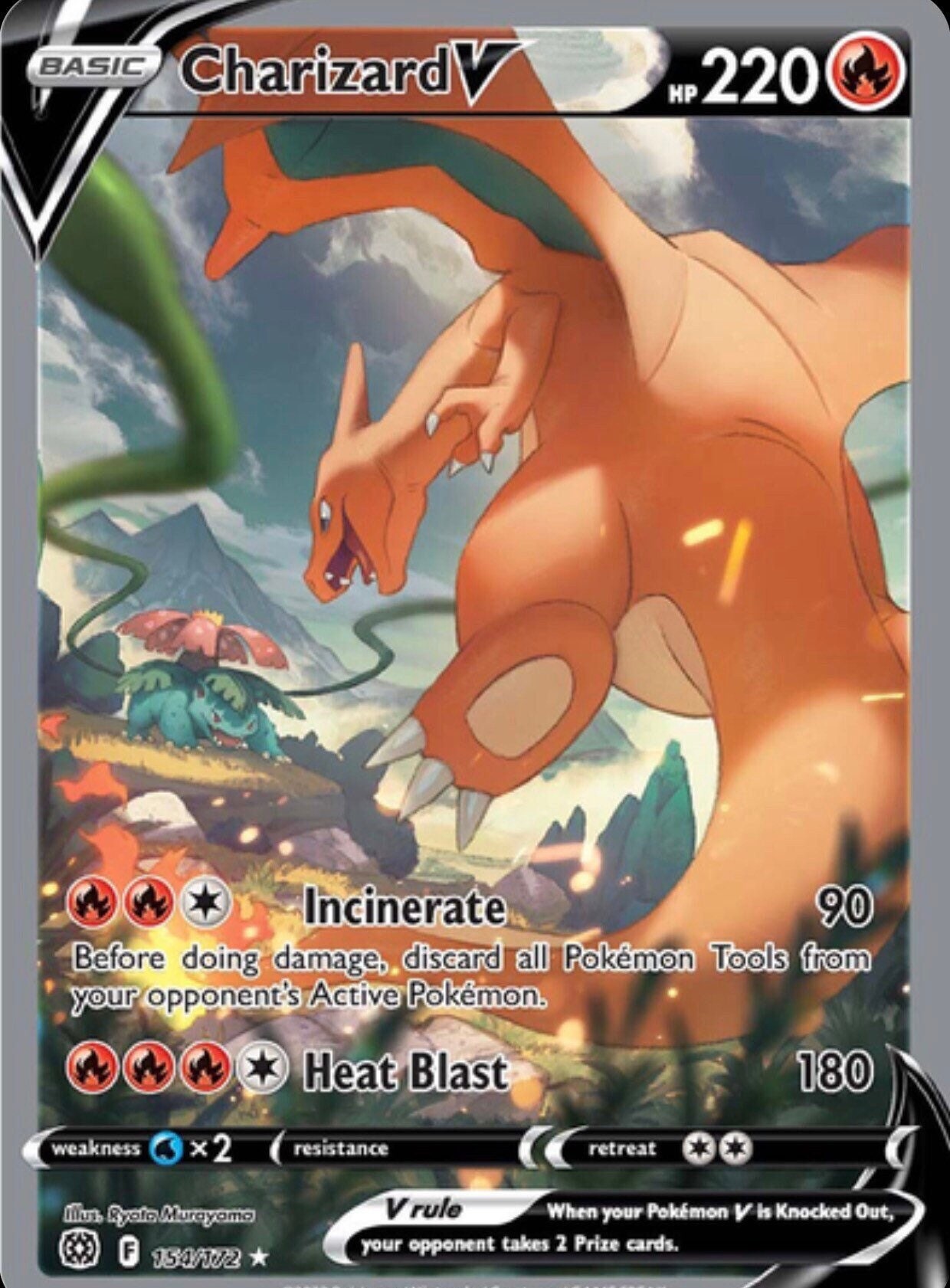 Charizard V Alternate Art 154 172 Brilliant Stars English Etsy
