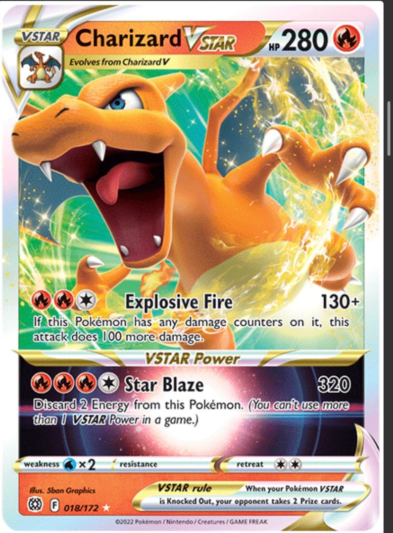 Charizard V STAR 018/172 ENGLISH Brilliant Stars Pokemon Card Etsy