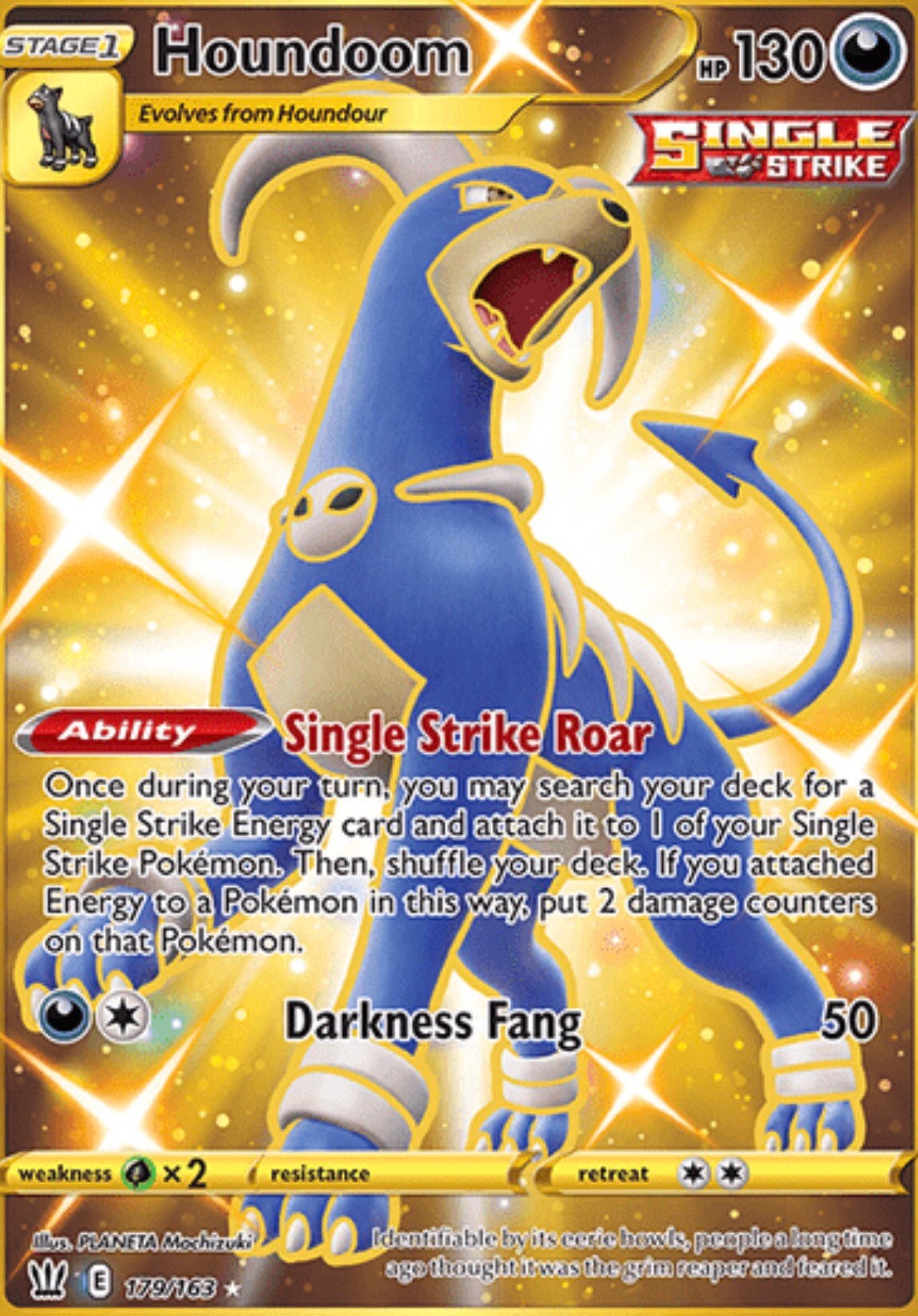 Houndoom Gold Secret Rare Battle Styles English 179 163 Etsy