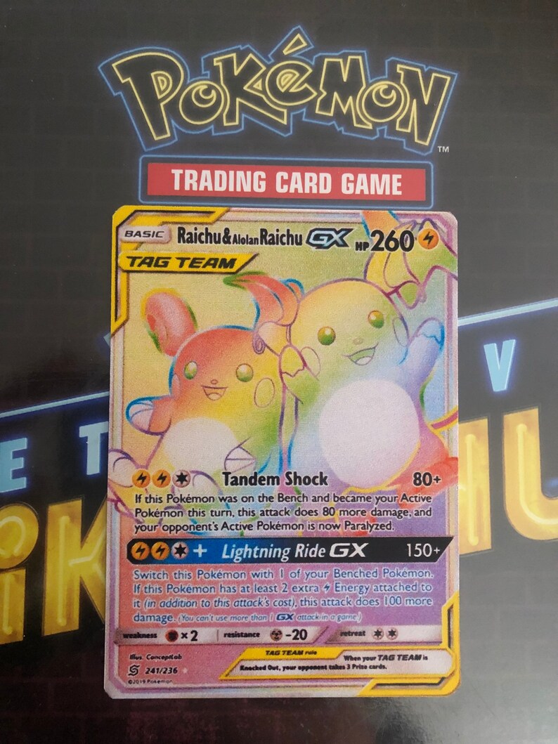 Raichu & alolan raichu tag team rainbow rare unified minds Etsy