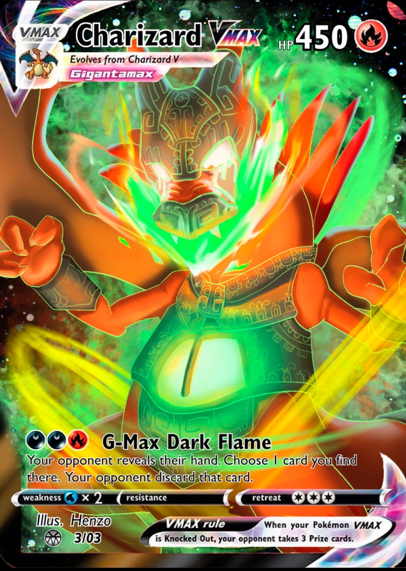 Charizard Armoured VMAX Gigantamax Custom One Off Pokemon Card Etsy Charizard Armoured VMAX Gigantamax Custom One Off Pokemon Card Etsy