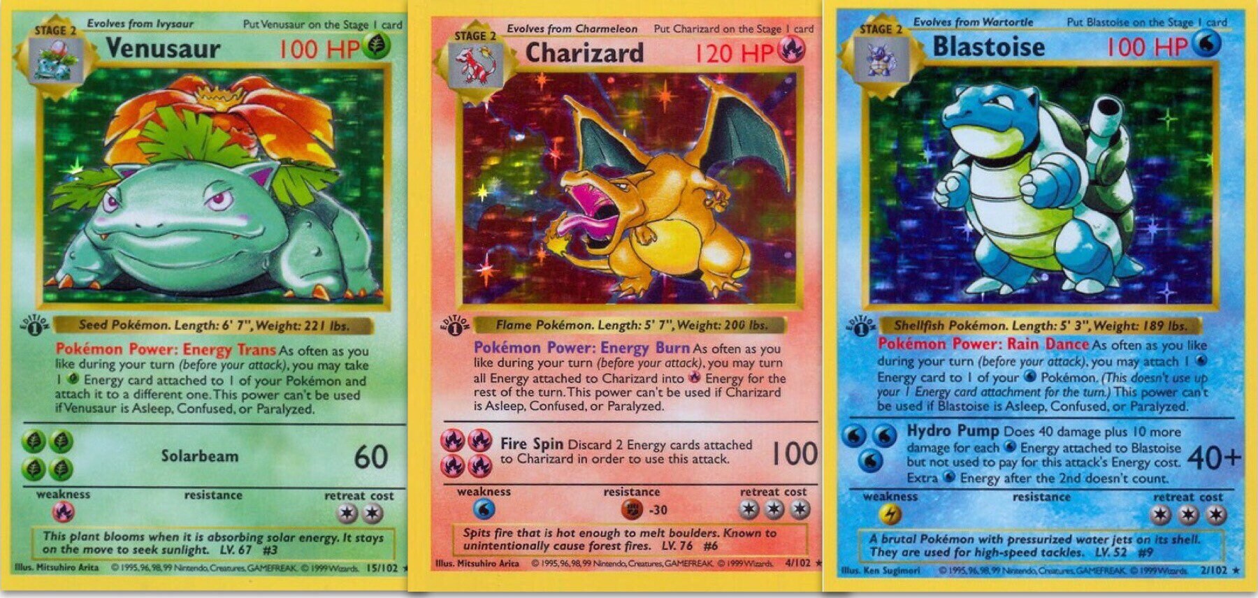 Charizard / Venusaur / Blastoise 1st edition shadowless base Etsy