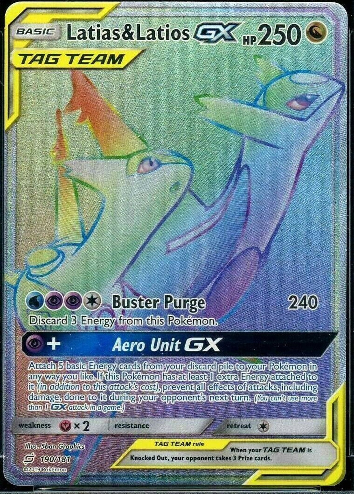 Pokemon Latias & Latios Tag Team GX Hyper Rainbow Rare 190/181 Etsy
