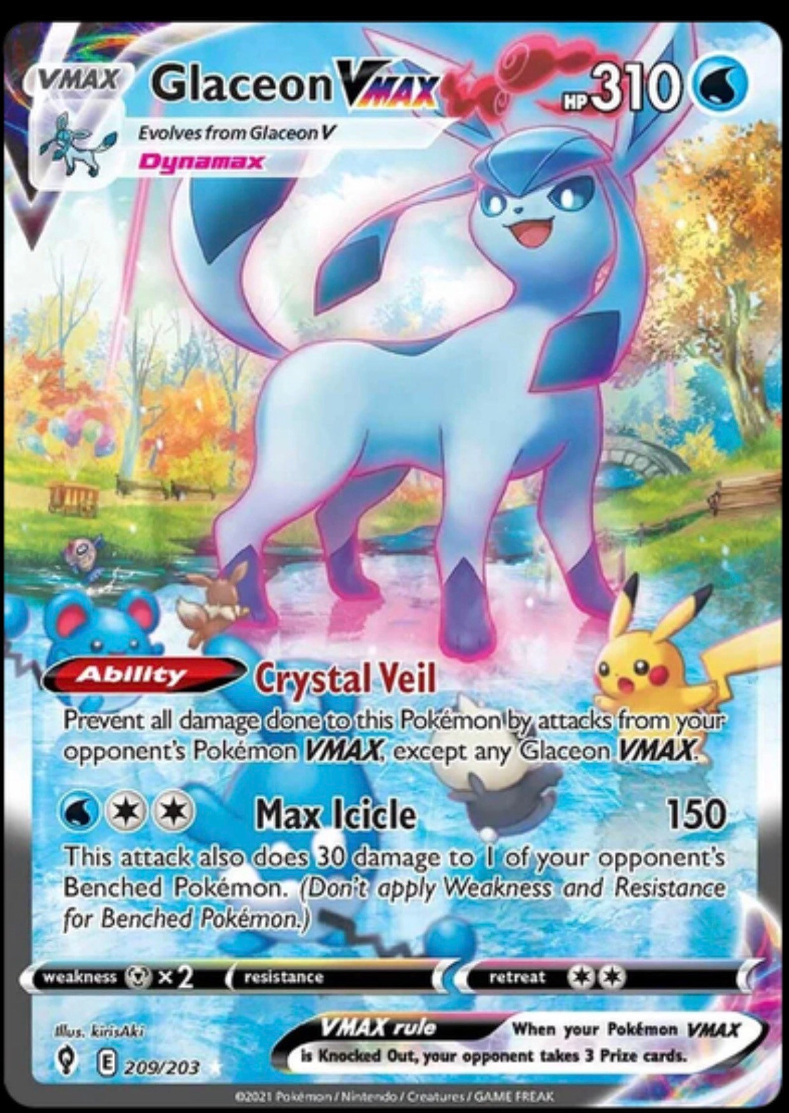 Glaceon VMAX Evolving Skies Secret Alt Art 209/203 | Etsy