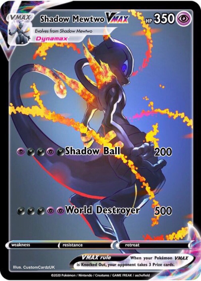 Shadow Mewtwo VMAX Custom Made Pokemonkaart Handgemaakte Etsy