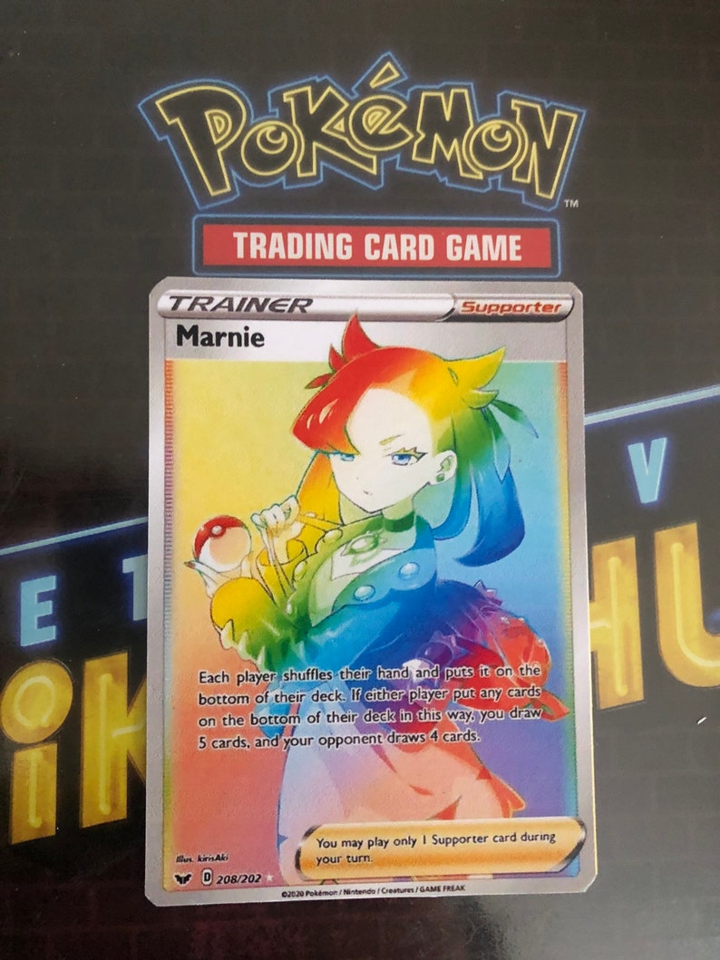 Marnie rainbow rare trainer card sword & shield secret rare Etsy