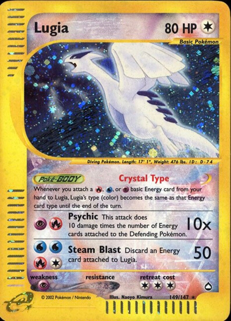 Crystal LUGIA 149/147 Aquapolis geheime Ultra Zeldzame Engels Etsy