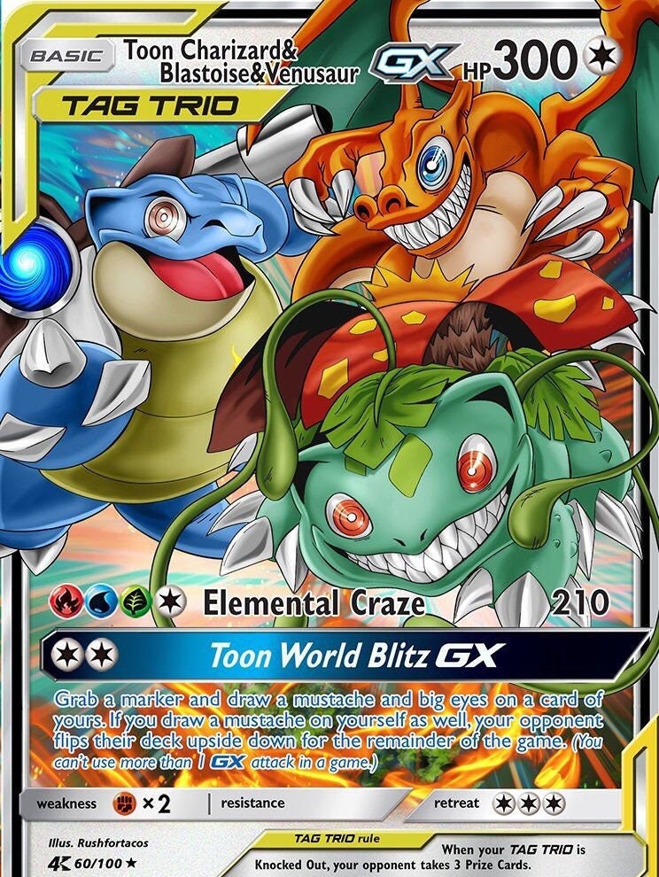 Toon Animated Charizard Venusaur Blastoise Tag Trio Team | Etsy Ireland