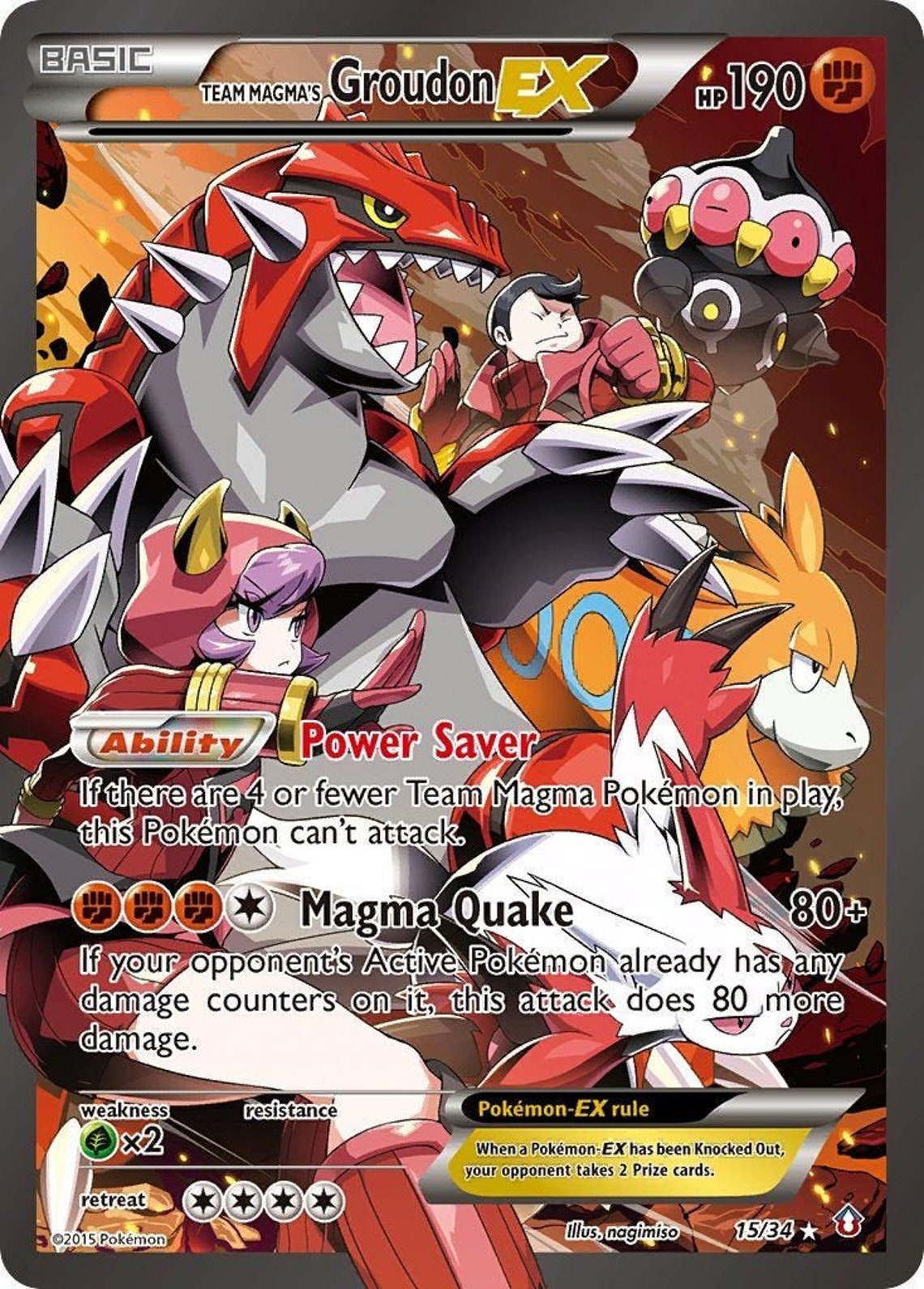 Pokemon Team Magma's Groudon EX 15/34 Hyper Rare Full Art Etsy