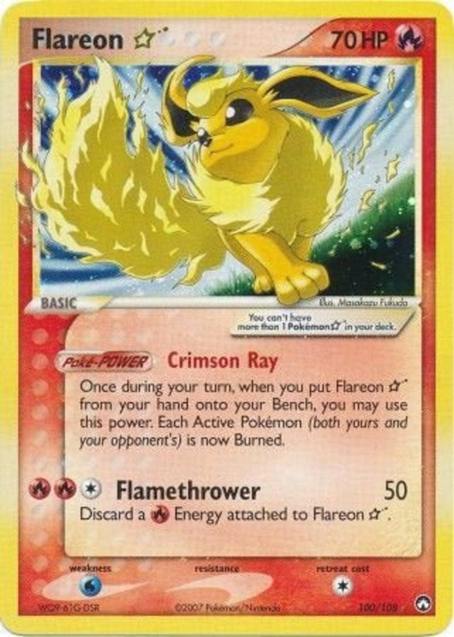 Pokemon Flareon Gold Star 100/108 Ex Power Keepers Secret Etsy