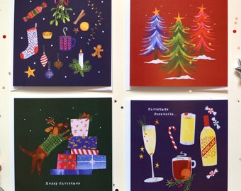 Pack of 8 Illustrated Christmas Cards