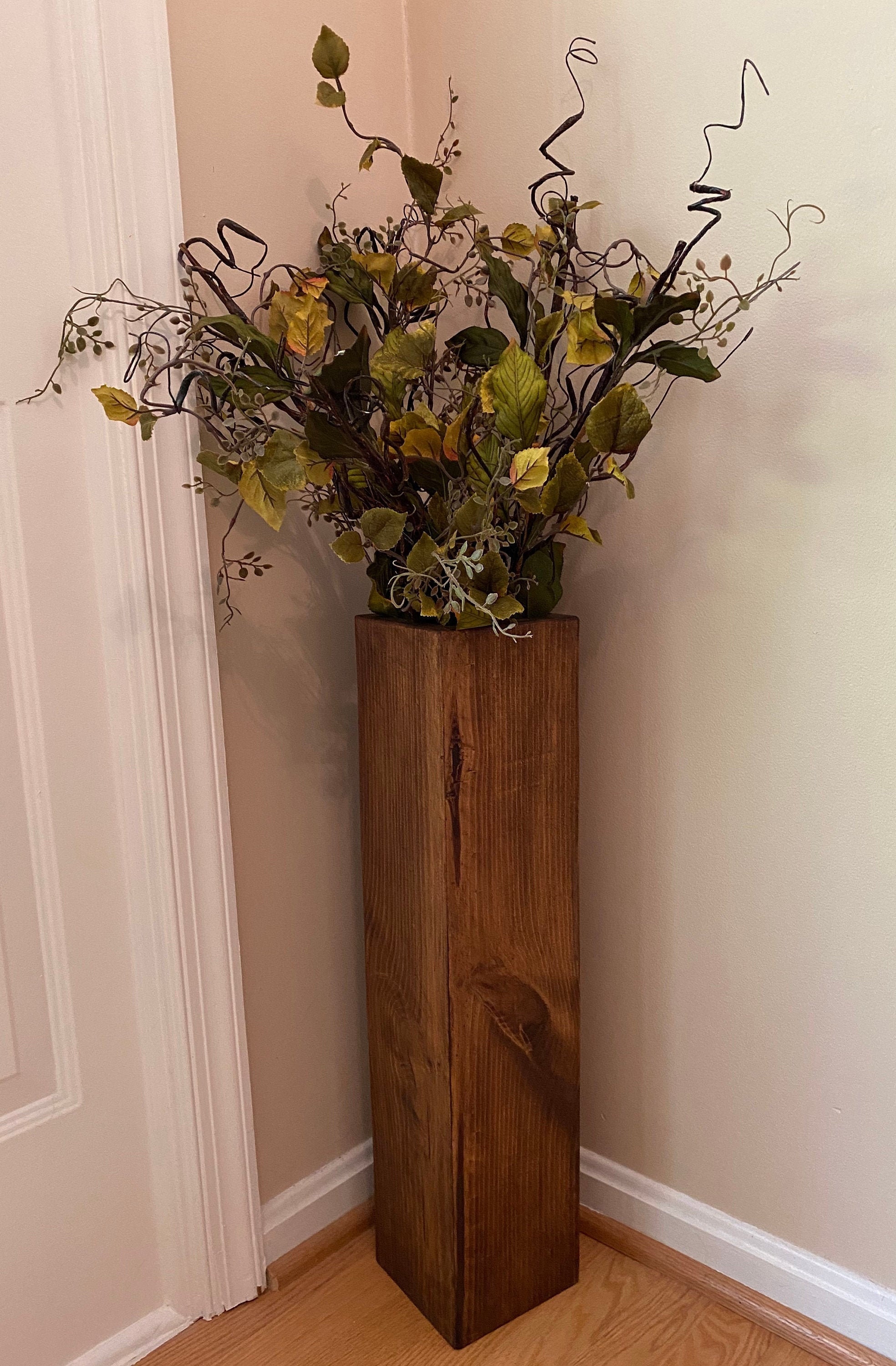 Wood Floor Vase Tall Wood Planter Box Rustic Floor Vase Etsy