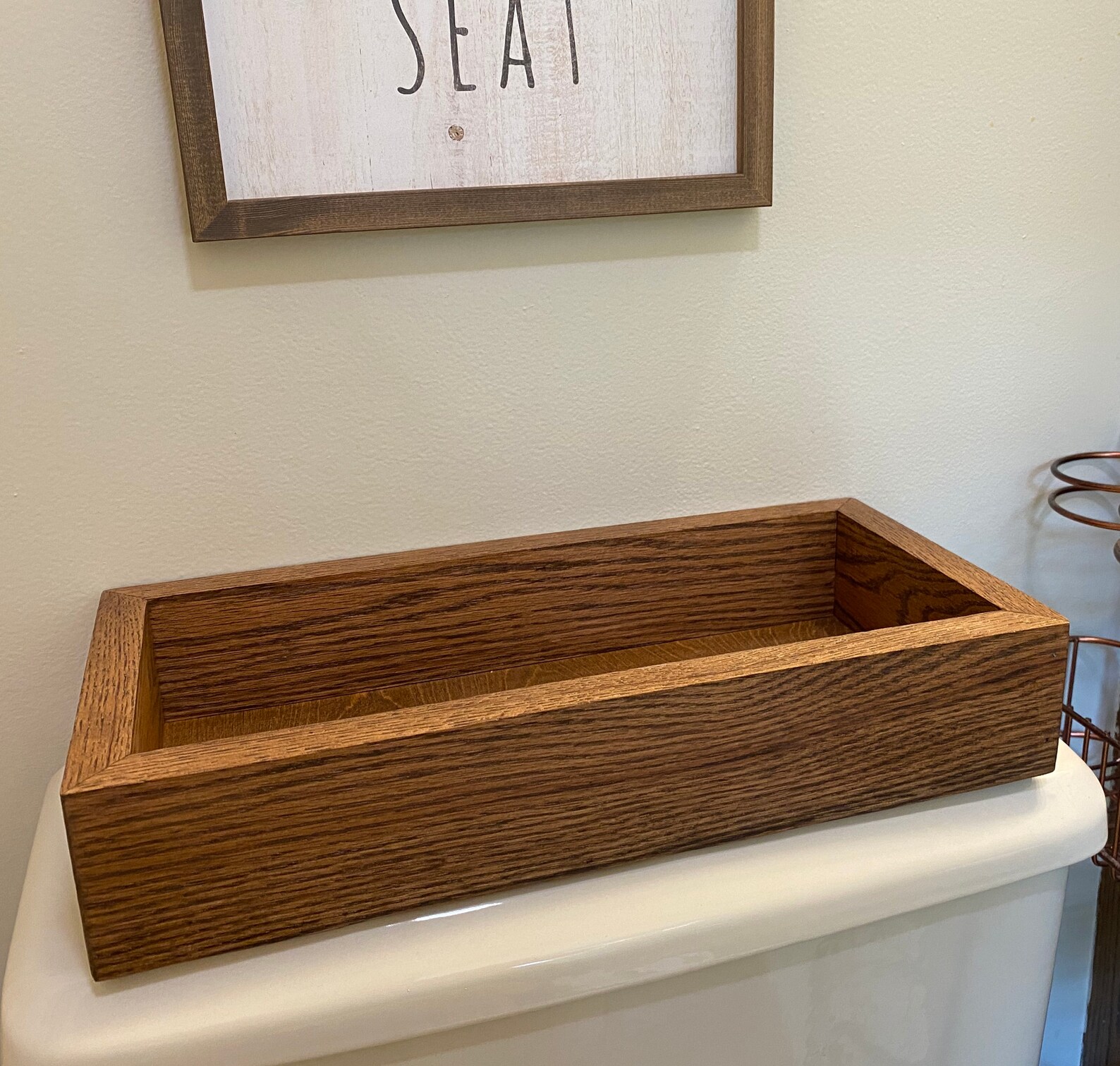 Wood Toilet Tank Box Oak Toilet Tank Box Bathroom Storage Etsy