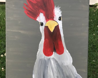 Coq sur toile