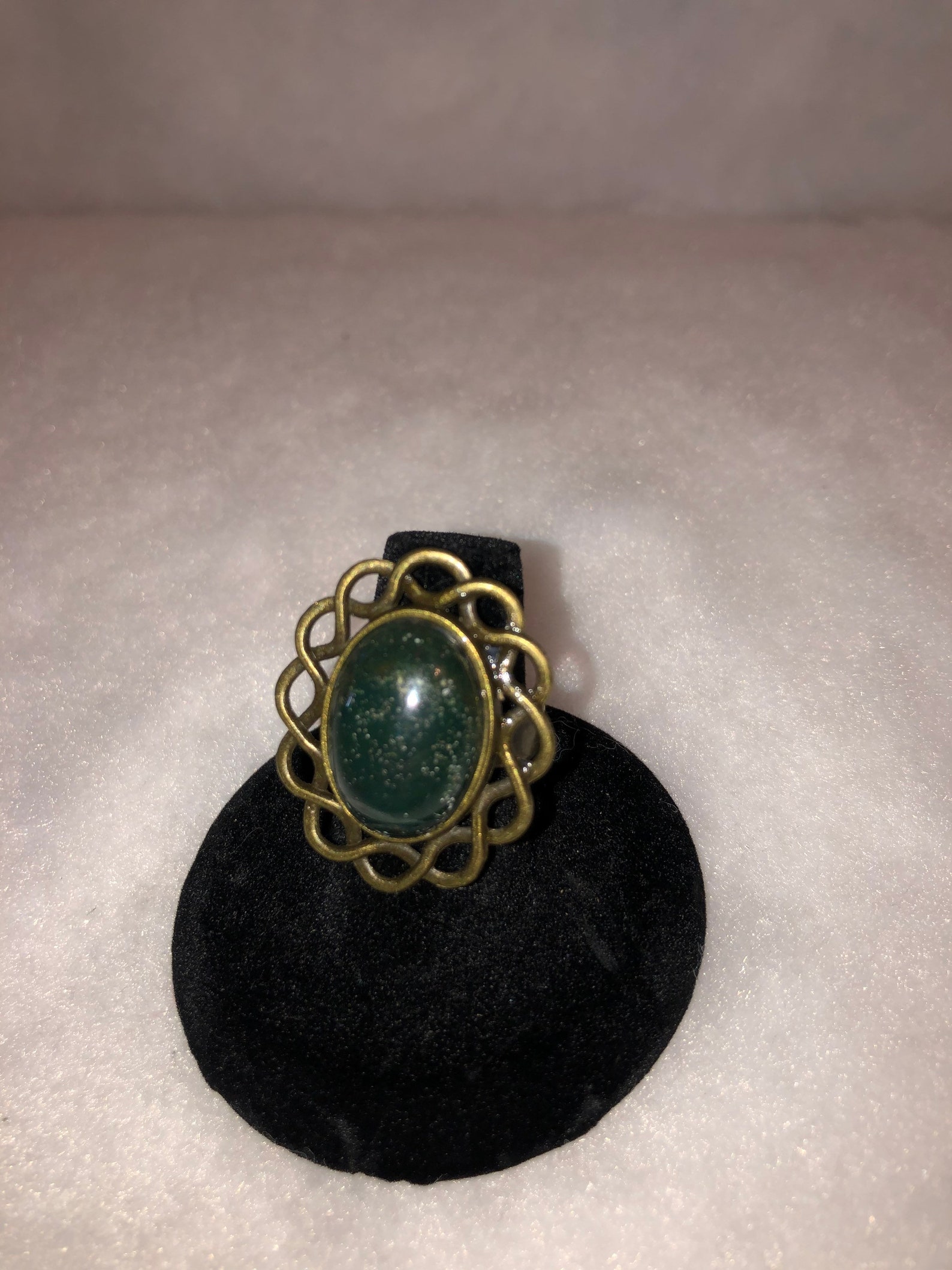 Dark Green Stone Ring Etsy